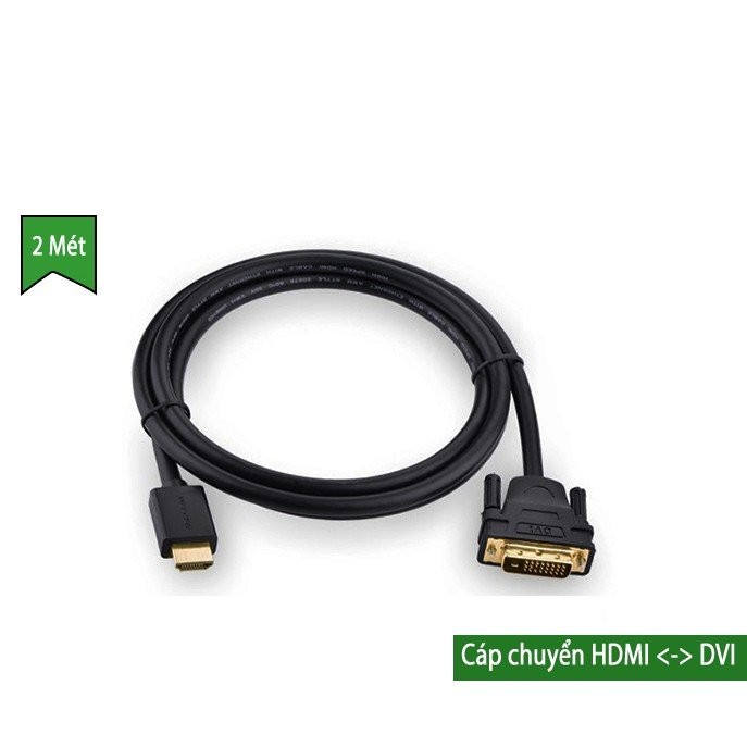 [Mã ELHACE giảm 4% đơn 300K] Cáp Chuyển HDMI Sang DVI (24+1) Dài 2M UGREEN 10135 - HDMI To DVI - Hàng Chính Hãng