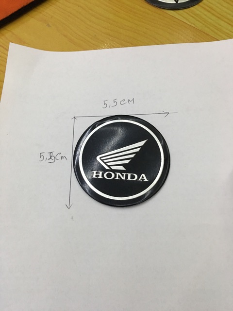 Bộ 2 Logo Tròn Honda nhôm kim loại Dán keo 3M