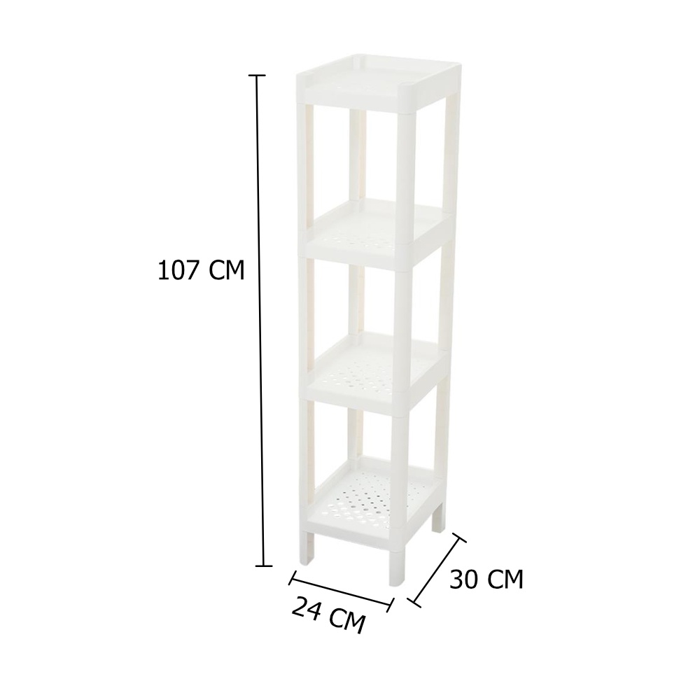 HomeBase STACKO kệ nhựa 4 tầng MONO Thái Lan W24xH107xD30cm màu trắng