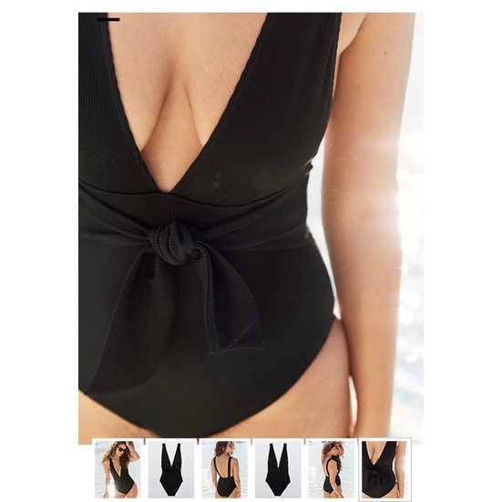 Áo Tắm Đồ Bơi Bikini 1 Mảnh Aerie Xuất Dư Đen Khoét Ngực & Lưng Sâu Siêu Hack Dáng S M