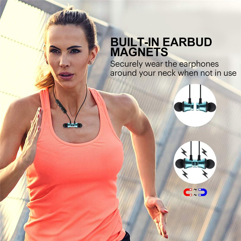 Tai nghe Bluetooth thể thao đeo cổ tích hợp micro tiện dụng | BigBuy360 - bigbuy360.vn