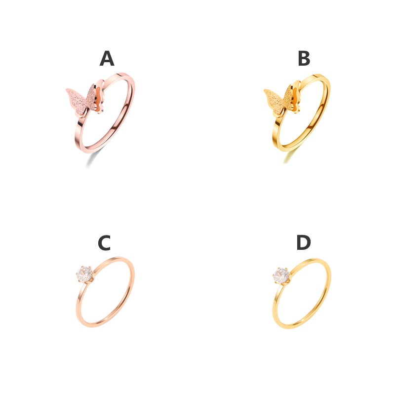 Vòng thép titan đơn kim cương thời trang nữ phiên bản Hàn Quốc Nhẫn vàng hồng dễ thương