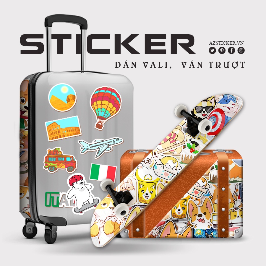 Set Sticker Corgi | Sticker Dán Nón Bảo Hiểm, Sticker Dán Điện Thoại, Dán Vali, Sticker Dán Đàn