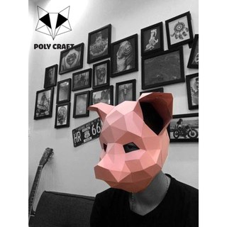 Mô hình mặt nạ giấy động vật Đầu heo 3D POLYCRAFT