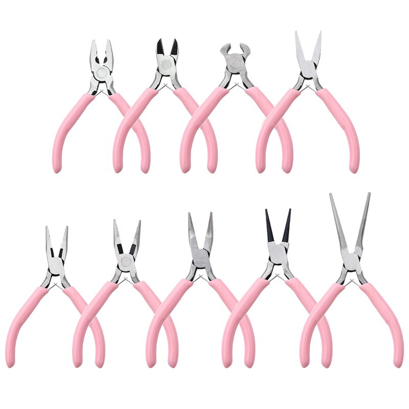 Bộ kìm cắt cố định chống trượt tay cầm màu hồng dùng làm đồ trang sức thủ công/may vá