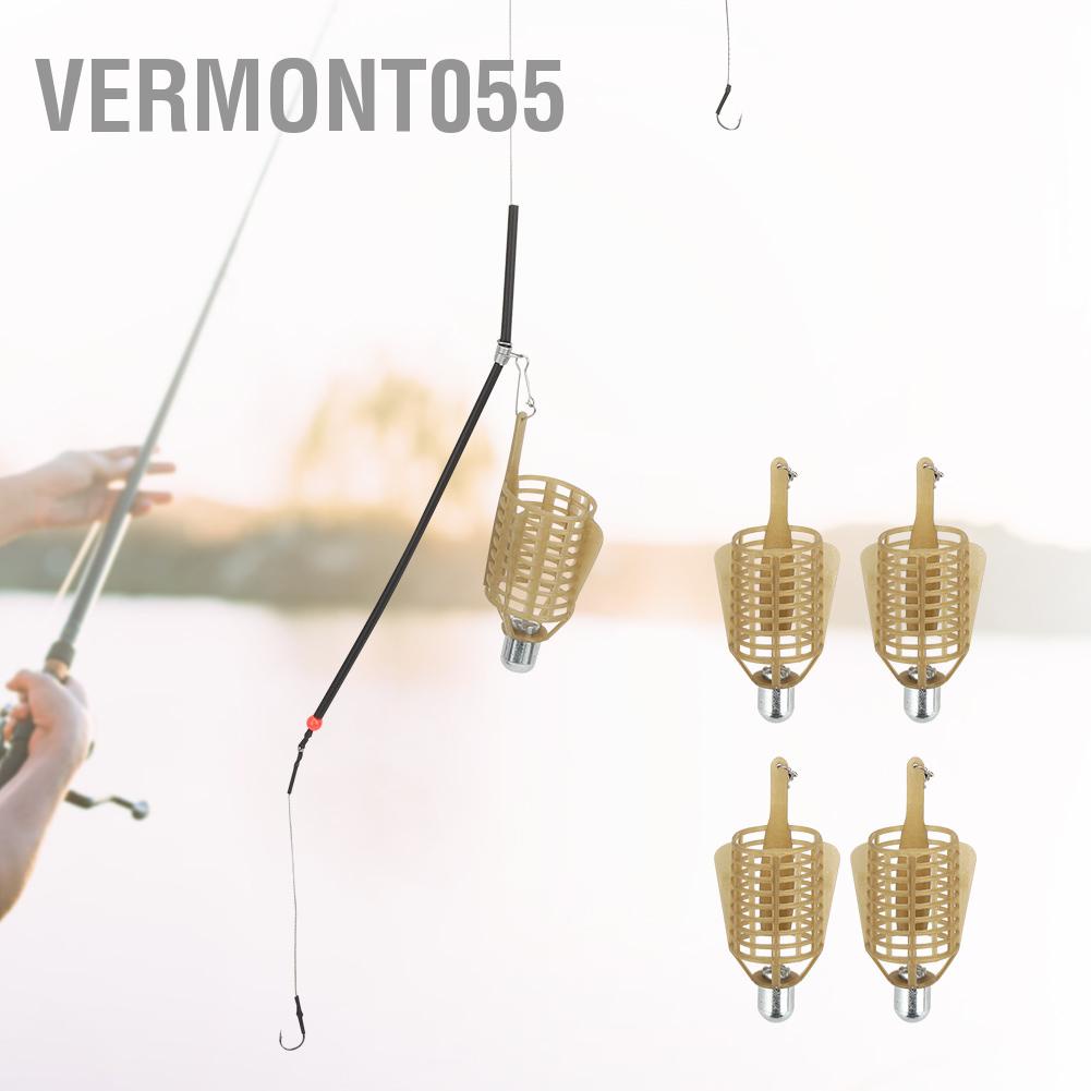 Vermont055 4PCS Portable Lightweight Fishing Bait Cage Lure Trap Basket Feeder Holder Fish Tackle Accessories