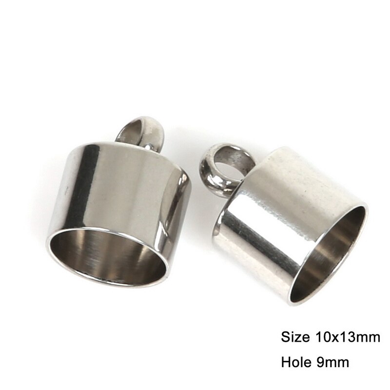 Đầu khóa dây da bằng thép không gỉ 2 - 9mm hình tròn dùng làm trang sức