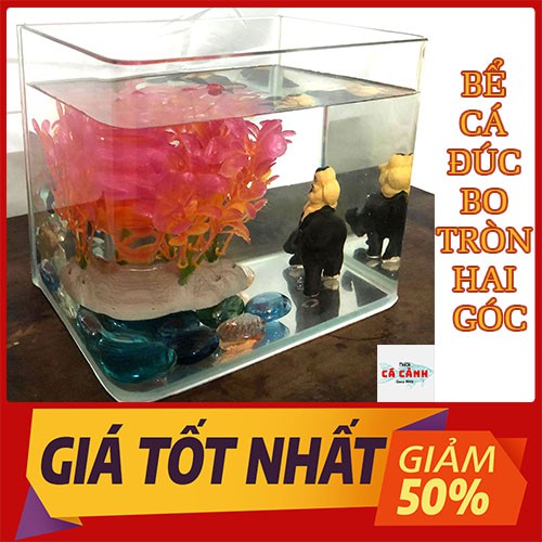 Bể Cá Cảnh Đúc Mini Để Bàn ( 20cm x 13cm x 16cm) Bo Tròn Hai Góc Cao Cấp