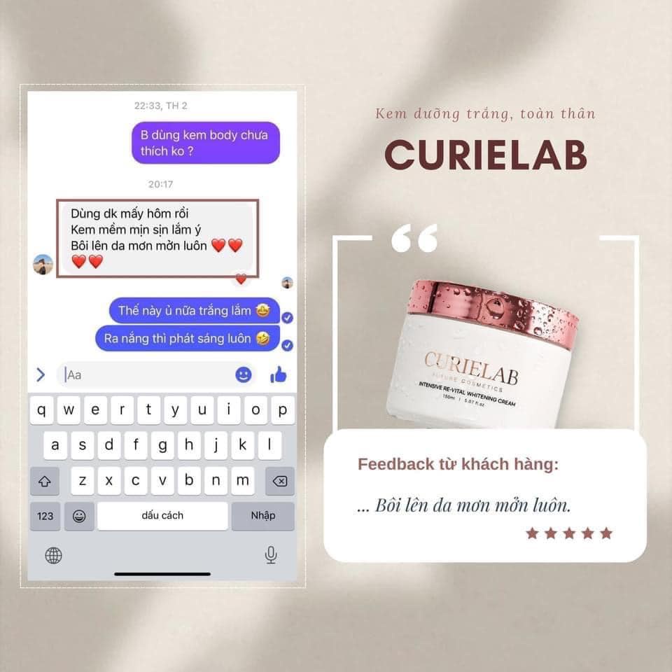 Kem dưỡng trắng toàn thân CurieLab Future Cosmetic dưỡng da trắng hồng tự nhiên, trẻ hoá làn da