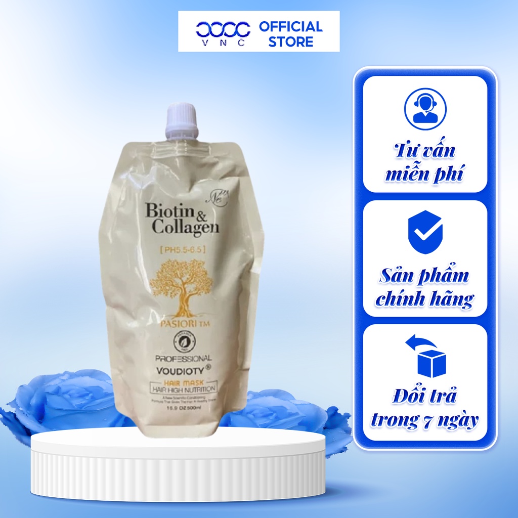 Kem Ủ Tóc VOUDIOTY BIOTIN&COLLAGEN Giúp Ngăn Ngừa Rụng Tóc Hỗ Trợ Kích Thích Mọc Tóc Giúp Tóc Suôn Mượt Túi 500ml