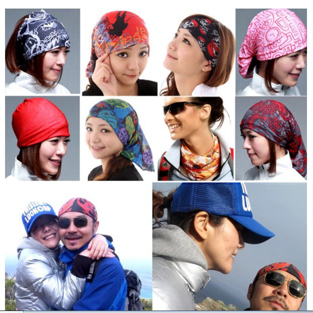 Khăn Đa Năng Hình Đầu Lâu Xương Xanh Gradient Grafity Vải Lanh Thoáng Mát co giãn