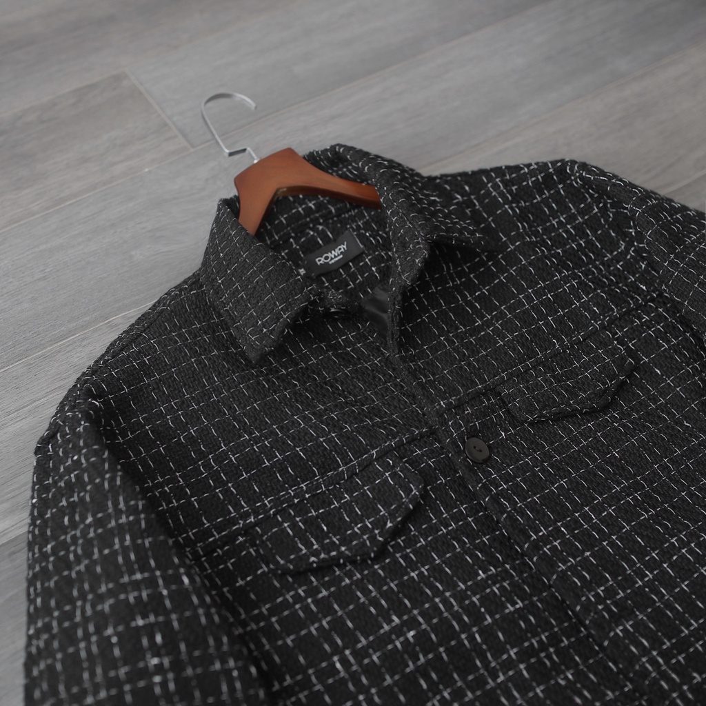 Áo khoác dạ ROWAY chất liệu dạ tweed nhập khẩu cao cấp | Dạ đen