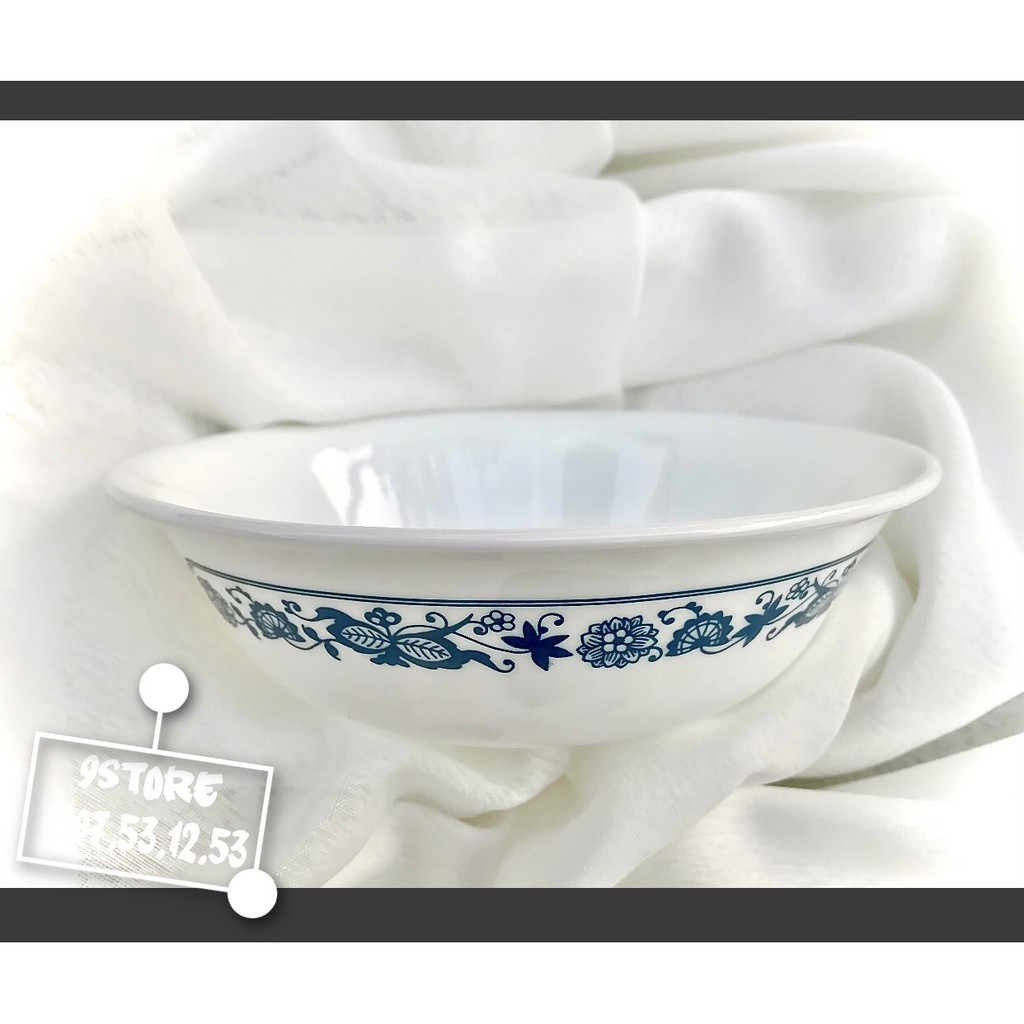 Dòng Corelle thượng hạng - Tô bát đĩa gốm thủy tinh Mỹ Corelle Vintage Old Town Blue