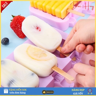 KHAY LÀM KEM SILICON, KHUÔN KEM QUE TẶNG KÈM 50 QUE Sét Khuôn Kem Silicon Hình Thú Siêu Cute - King