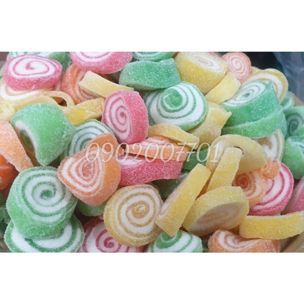1 Kg Kẹo dẻo trái cây xoắn ốc bọc đường thơm ngon - bánh kẹo đồ ăn vặt - tết