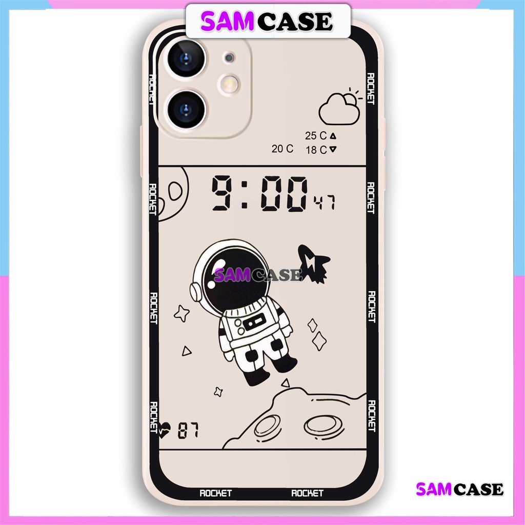 Ốp lưng iPhone Phi hành gia Cute cạnh viền vuông silicon mềm dẻo cho iphone 6/6s/7/8/X/XS/XR/11/12/13/14 Pro Plus Max