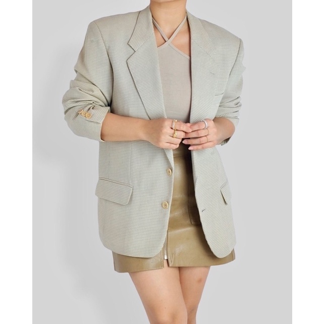 Áo blazer Một Hàng Nút Ivory gingham. Toàn bộ. Mv 306084