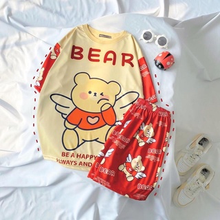 Set đồ bộ hoạt hình GẤU ĐỎ 😍 đồ bộ mặc nhà unisex nam nữ