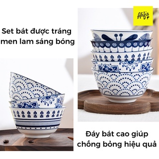 Bát ăn cơm , chén sứ ăn cơm set 5 chiếc Alifis