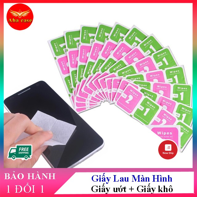 Giấy Lau Cho Kính Cường Lực iphone vệ sinh ipad, màn hình điện thoại, kính mắt (lau ướt + lau khô) hỗ trợ lau sạch bụi