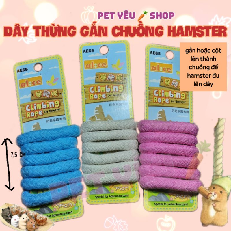 Dây thừng gắn hoặc cột chuồng hamster - phụ kiện đồ chơi hamster giúp.hamster leo trèo