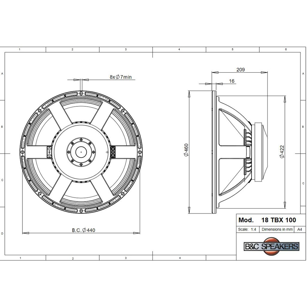 Loa rời Sub 5 Tấc B&C SPEAKERS 18TBX100  – Hàng Chính Hãng
