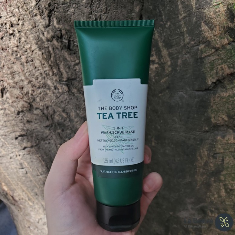 The Body Shop Tea Tree 3-In-1 Wash Scrub Mask 125ML - Sữa Mặt Kiêm Mặt Nạ Tẩy Da Chết