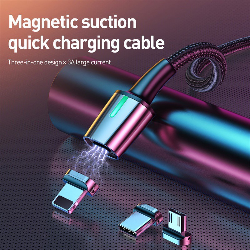 Bộ cáp nam châm 3 đầu Baseus Zinc Magnetic Cable Kit（Lightning/ Type C/ Micro Magnetic Connetor + USB Cable