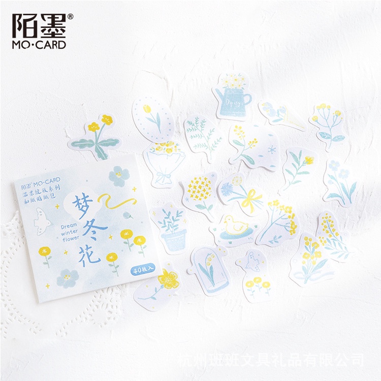 Túi 40 hình dán sticker các loài hoa nhí, trang trí