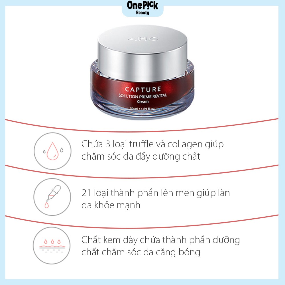 Kem dưỡng da AHC CAPTURE SOLUTION PRIME CREAM 50ML phục hồi vấn đề da cấp ẩm bổ sung dưỡng chất làm trắng giảm nếp nhăn