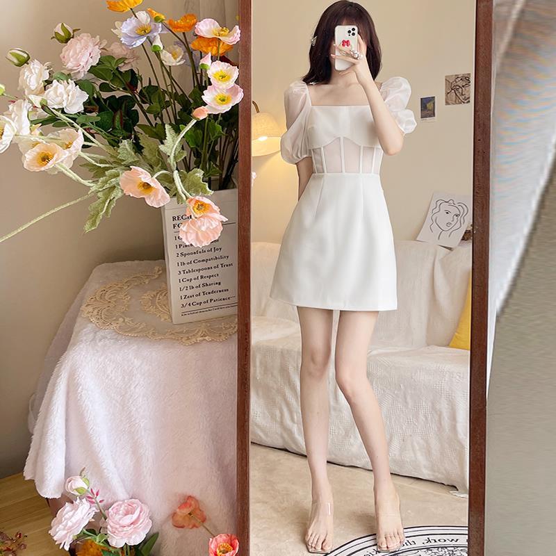 Đầm Dự Tiệc Cổ Vuông Kiểu Pháp Thời Trang Mùa Hè Thanh Lịch Cho Nữ