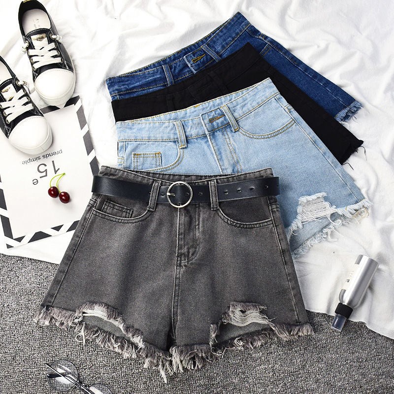 Quần short denim SUXI lưng cao ống rộng thiết kế mới thời trang mùa hè cho nữ