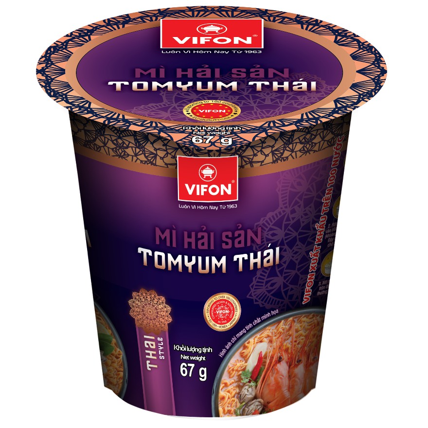 Thùng 8 Mì Ly Tinh Hoa Hải Sản Tomyum Thái VIFON 67g/ly