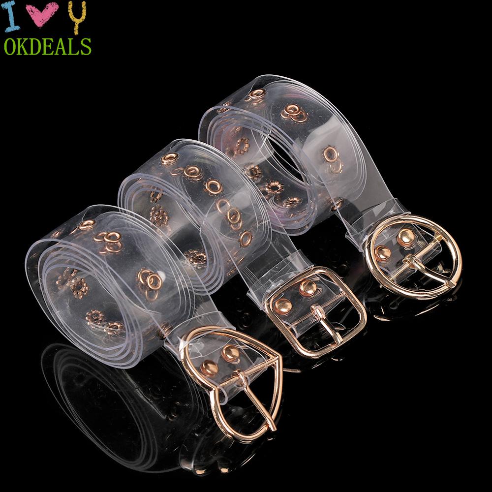 Thắt Lưng Phong Cách Punk Màu Trong Suốt Khóa Trái Tim/tròn/vuông Cho Nữ