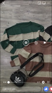 Áo len lỗ kẻ sọc ngang