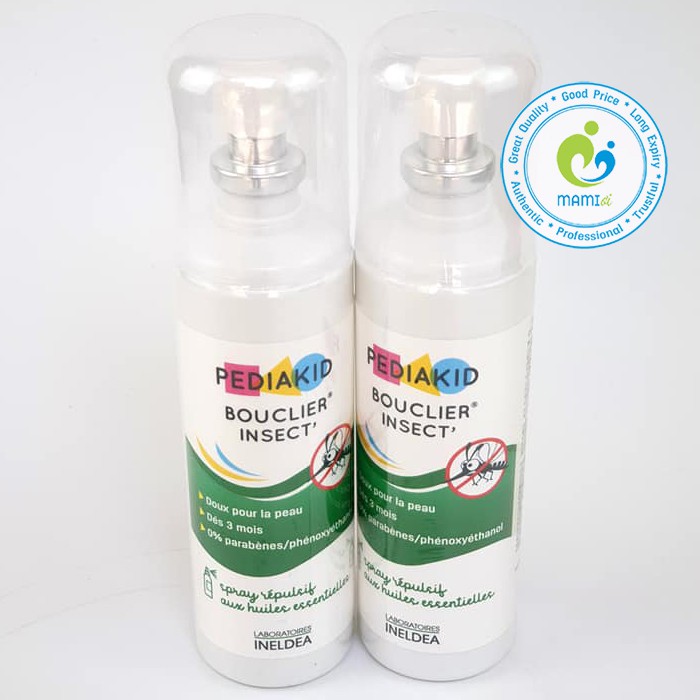 Xịt muỗi côn trùng (100ml) bảo vệ làn da giảm ngứa cho bé trên 3 tháng tuổi Pediakid Bouclier Insect Spray, Pháp