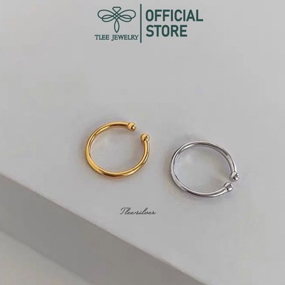 Khuyên tai bạc nữ TLEE kẹp vành tròn trơn basic TLEE JEWELRY B0325