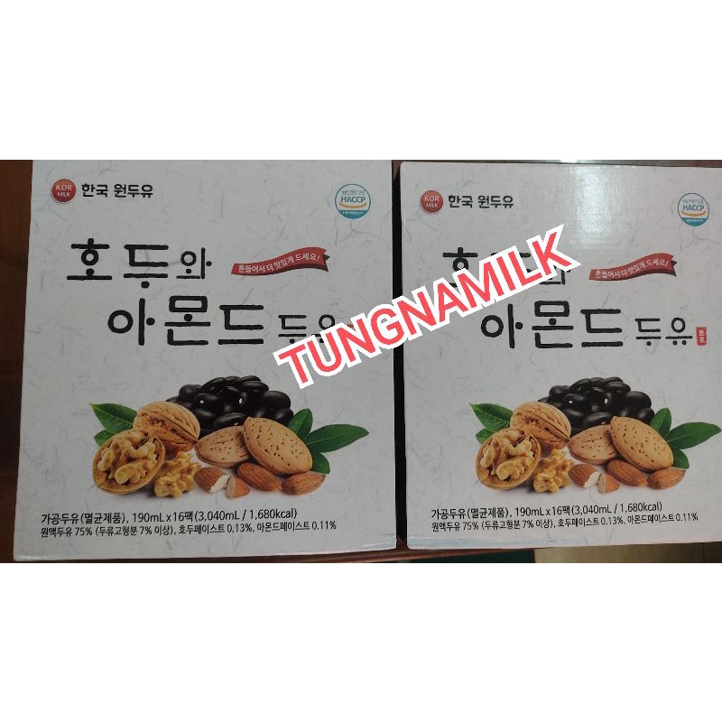 SỮA HẠT ÓC CHÓ, HẠNH NHÂN, ĐẬU ĐEN hộp uống liền 190ml, xách 16 hộp.
