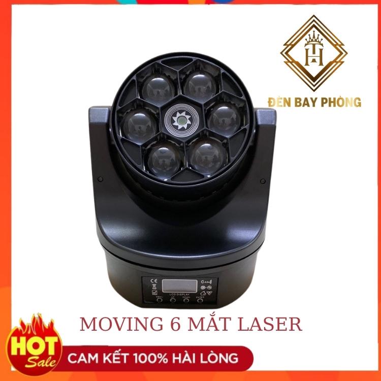 Đèn Moving 6 Mắt Có Laser Xoay 360 Độ Dùng Cho Sân Khấu, Bar, Karaoke