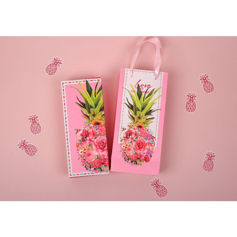 Set 10 bộ hộp TẾT bánh dứa, bánh kẹo MÀU HỒNG HOA VIÊN