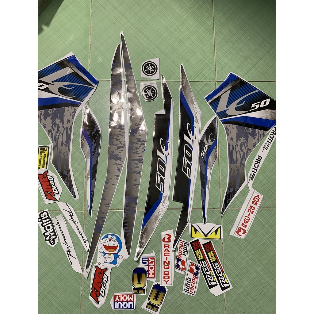 Tem exciter 50 LC V6 xanh đen