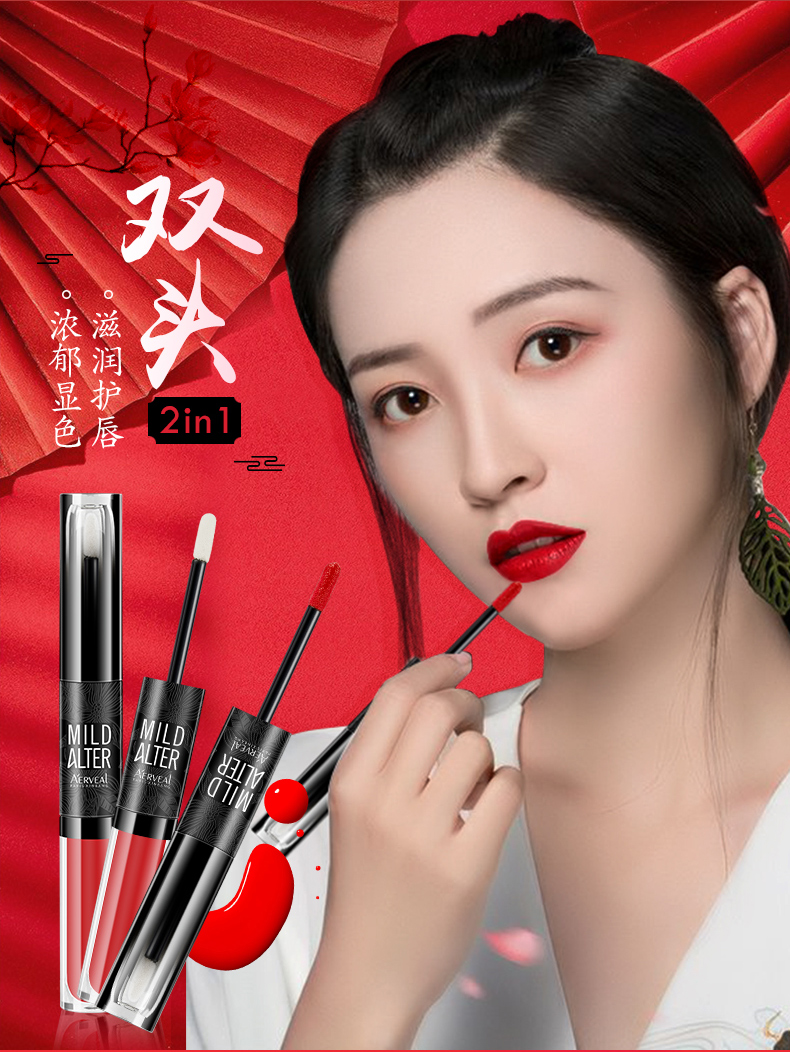 (hàng Mới Về) Son Môi Hai Đầu Dưỡng Ẩm Lâu Trôi Không Phai Màu Chất Lượng Cao