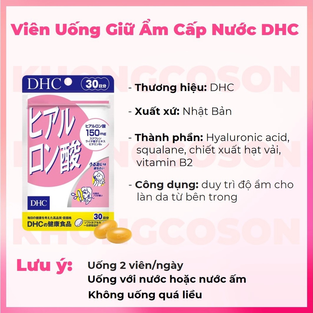 Viên Uống Giữ Ẩm Cấp Nước DHC Hyaluronic Acid - Khongcoson