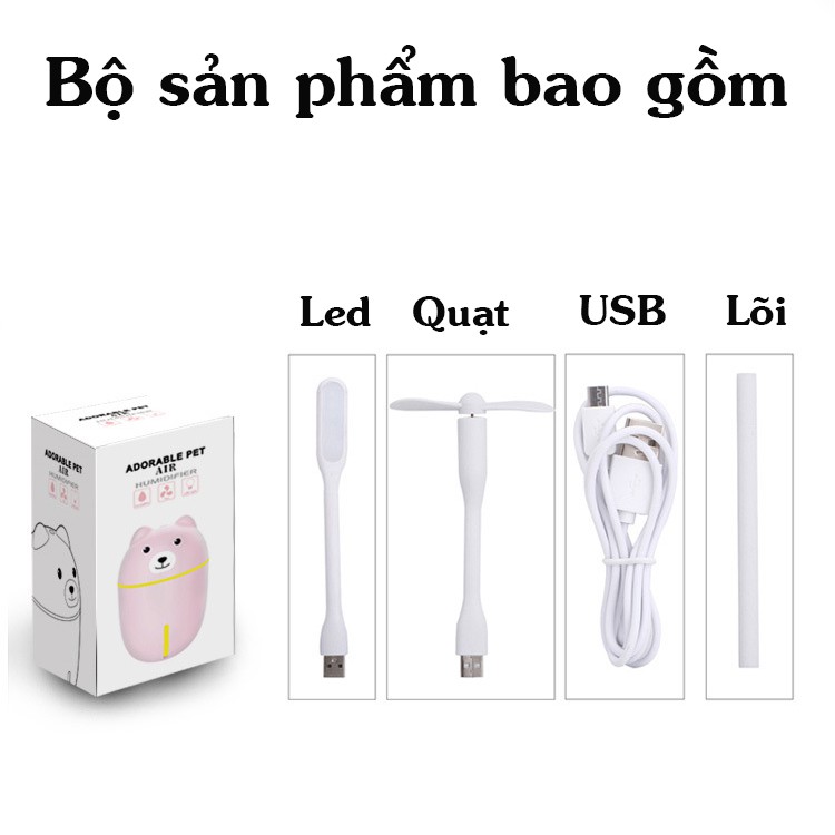 Máy phun sương - tạo ẩm 280ml  -  | 4 in 1 | Có quạt + đèn USB  - BLIFE - BH 3 Tháng