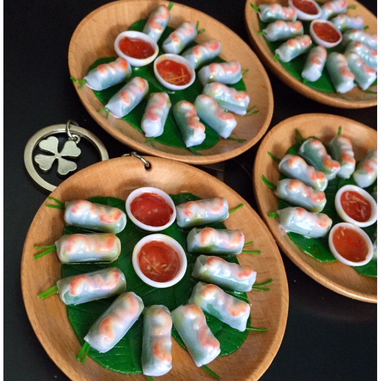 Móc khoá dĩa bánh cuốn_Handmade Lilande