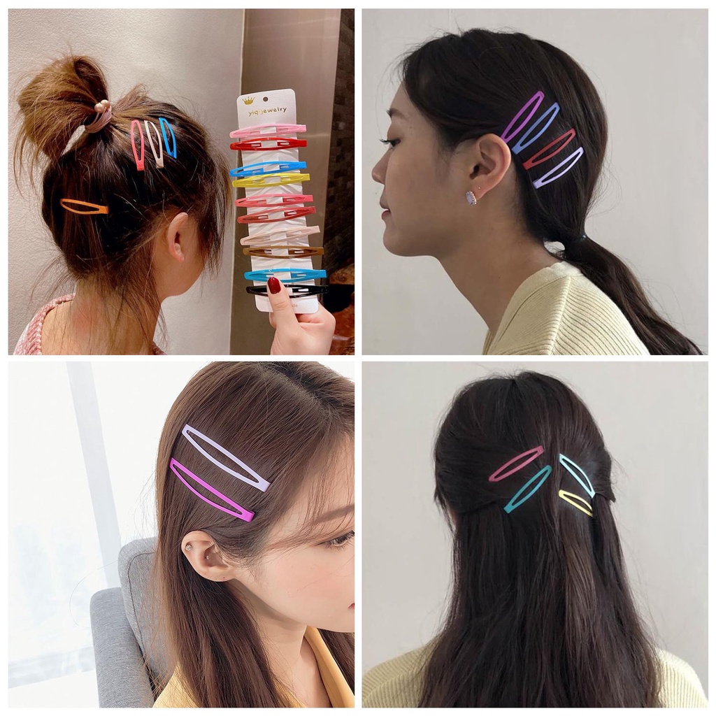Set 10 Kẹp Tóc Kim Loại Chống Trượt Thiết Kế Đơn Giản Cho Nữ