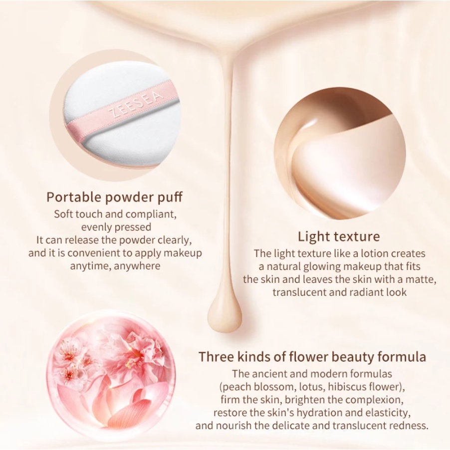 Cushion ZEESEA Phấn Nước Trang Điểm Dành cho Da Khô và Da Thường Flower Cushion BB Cream