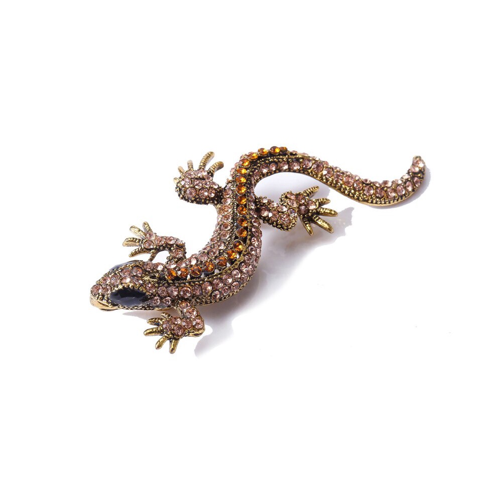 Ghim Cài Áo Hình Thằn Lằn Đính Đá Vui Nhộn Thời Trang Mới