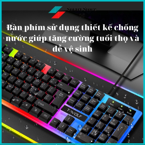 Bộ Bàn Phím Gaming có dây Kèm Chuột Máy Tính Con Báo Có LED 7 Màu Ấn Tượng, Chống Nước Chơi Game Máy Tính