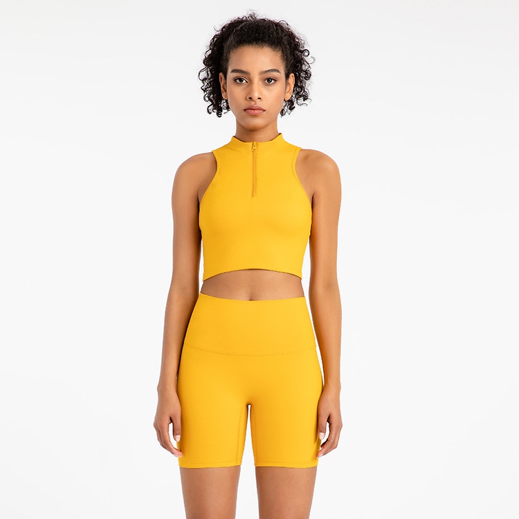One set Áo Ngực Có Dây Kéo Trước + Quần Short Tập yoga